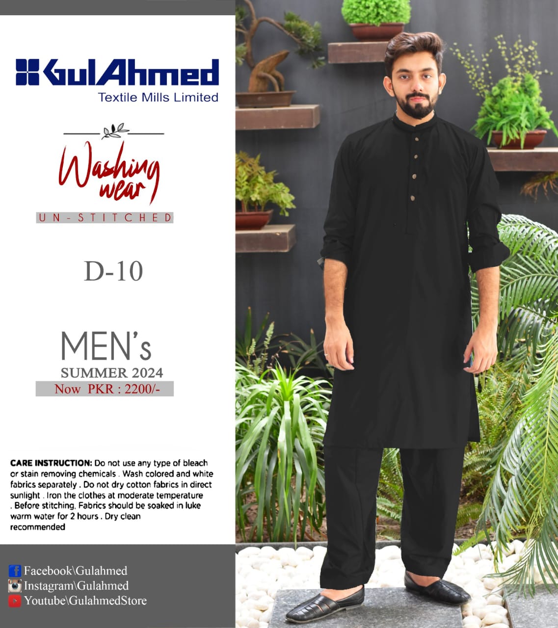 Gul Ahmed Mens Black Suit